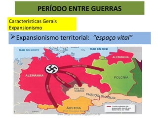  Exaltação do chefe da nação
como o grande líder:
 Führer em alemão - o
"condutor", "guia", "líder"
ou "chefe".
Características Gerais
Culto ao líder:
PERÍODO ENTRE GUERRAS
Prof. Douglas Barraqui
www.dougnahistoria.blogspot.com.br
 