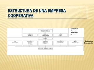 ESTRUCTURA DE UNA EMPRESA
COOPERATIVA
Estructur
a
Asociativ
a
Estructura
Empresarial
 