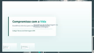 Tecnologia e Assistência
Digital: Registro eletrônico de dados.
Técnico: Precisão no suporte estéril.
Humano: Acolhimento pós-anestésico.
Seguro: Vigilância constante 24/7.
Para Relembrar
O conhecimento salva vidas em todas estas etapas.
PRÉ: Preparo e Risco.
TRANS: Técnica e Segurança.
PÓS-IM: Estabilidade e Alerta.
PÓS-MED: Recuperação e Cuidado.
Reflexão Técnica
Em qual período a Enfermagem é mais importante?
A resposta é a continuidade do nosso cuidado.
A cirurgia termina.
O cuidado não.
A enfermagem acompanha o paciente desde o medo inicial até o alívio da cura. Cada período é
uma parte vital de um único processo humano.
O Cuidado Infinito
Compromisso com a Vida
Excelência técnica para resultados excepcionais.
Colégio Técnico de Enfermagem IEPE
Assistência de Enfermagem no
Processo Cirúrgico
Tecnologia e Assistência
Digital: Registro eletrônico de dados.
Técnico: Precisão no suporte estéril.
Humano: Acolhimento pós-anestésico.
Seguro: Vigilância constante 24/7.
Compromisso com a Vida
Excelência técnica para resultados excepcionais.
Colégio Técnico de Enfermagem IEPE
Assistência de Enfermagem no
Processo Cirúrgico
 