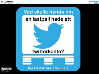 Vad skulle hända om
en lastpall hade ett
twitterkonto?
Per Olof Arnäs, Chalmers
Per Olof Arnäs
Bilder finns på slideshare.net/poar
 