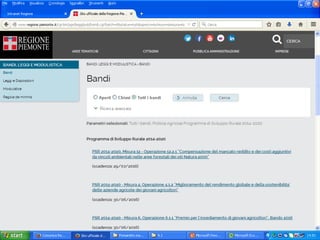 26 novembre
Comitato di
sorveglianza PSR
Il cruscotto dei bandi
Il PSR 2014-2020 Pomaretto (TO), 20 maggio 2016
 