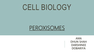 CELL BIOLOGY
PEROXISOMES
ANN
DHUN SHAH
DARSHINEE
DOBARIYA
 