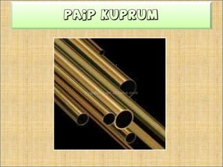  SistemBekalanKeBangunanKediamanJenissistembekalan air yang digunakanSistemterusMembekalkan air terus dari meter air melalui paip perkhidmatanke kelengkapan perpaipan seperti sink, bilik air dan dapurSistemtidakterusSistem tidak terus membekalkan air ke tangki simpanan air yangberfungsi menyalurkan air semula ke kelengkapan perpaipanrumah seperti tandas dan bilik air melalui paip agihan