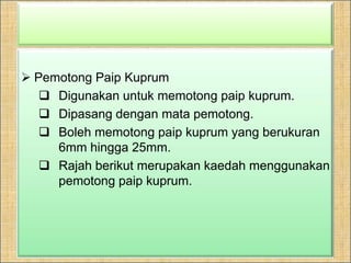 ALATAN TANGANSPANAR BOLEH LARASDigunakanuntukmembukaataumengetatkanpilipaip, bolt atau nat.Untukmenggunakannya, rahangakandilaraskanmengikutsaiz yang dikehendaki.