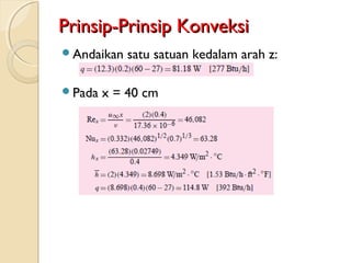 Prinsip-Prinsip KonveksiPrinsip-Prinsip Konveksi
Andaikan satu satuan kedalam arah z:
Pada x = 40 cm
 