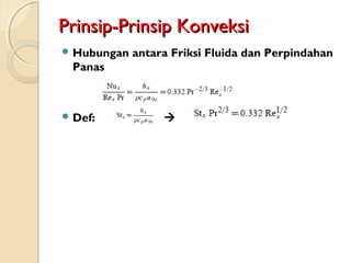 Prinsip-Prinsip KonveksiPrinsip-Prinsip Konveksi
 Hubungan antara Friksi Fluida dan Perpindahan
Panas
 Def: 
 