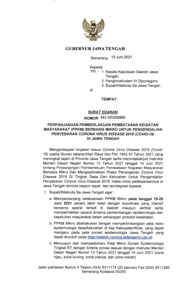 Perpanjangan Ppkm Jateng 15 28 Juni 2021 Perpanjangan Ppkm Jateng 15 28 Juni 2021