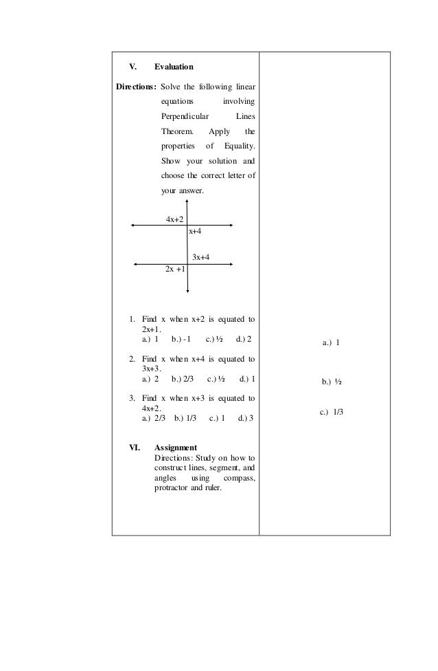 Perpendicular Parallel Lines Theorem Lesson Plan Using 5 As Method