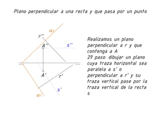 Diédrico: Perpendicularidad recta plano