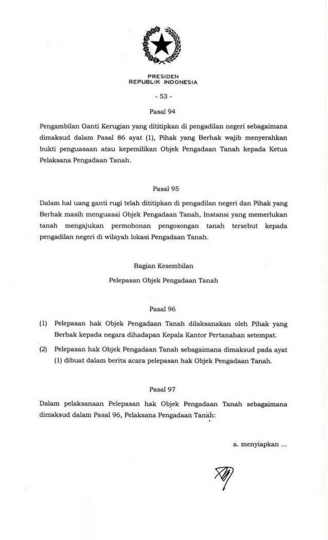 berita rugi tanah ganti acara penyelenggaraan 71 pengadaan no. Perpres tt 2012 th tanah