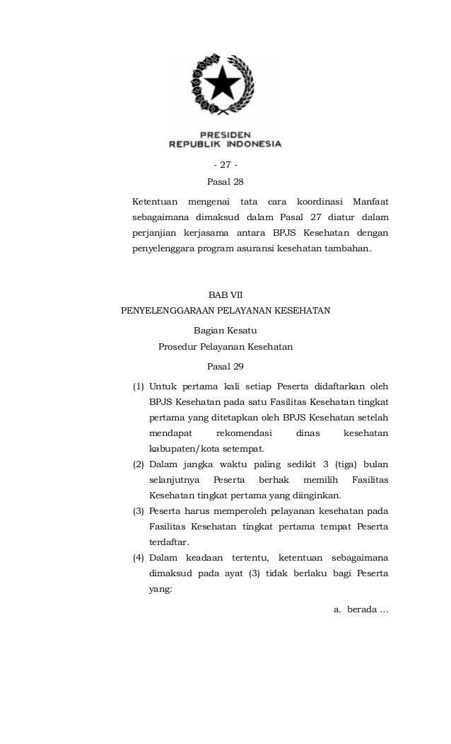 Peraturan Presiden No 12 Tahun 2013 Tentang Jaminan Kesehatan Sudah