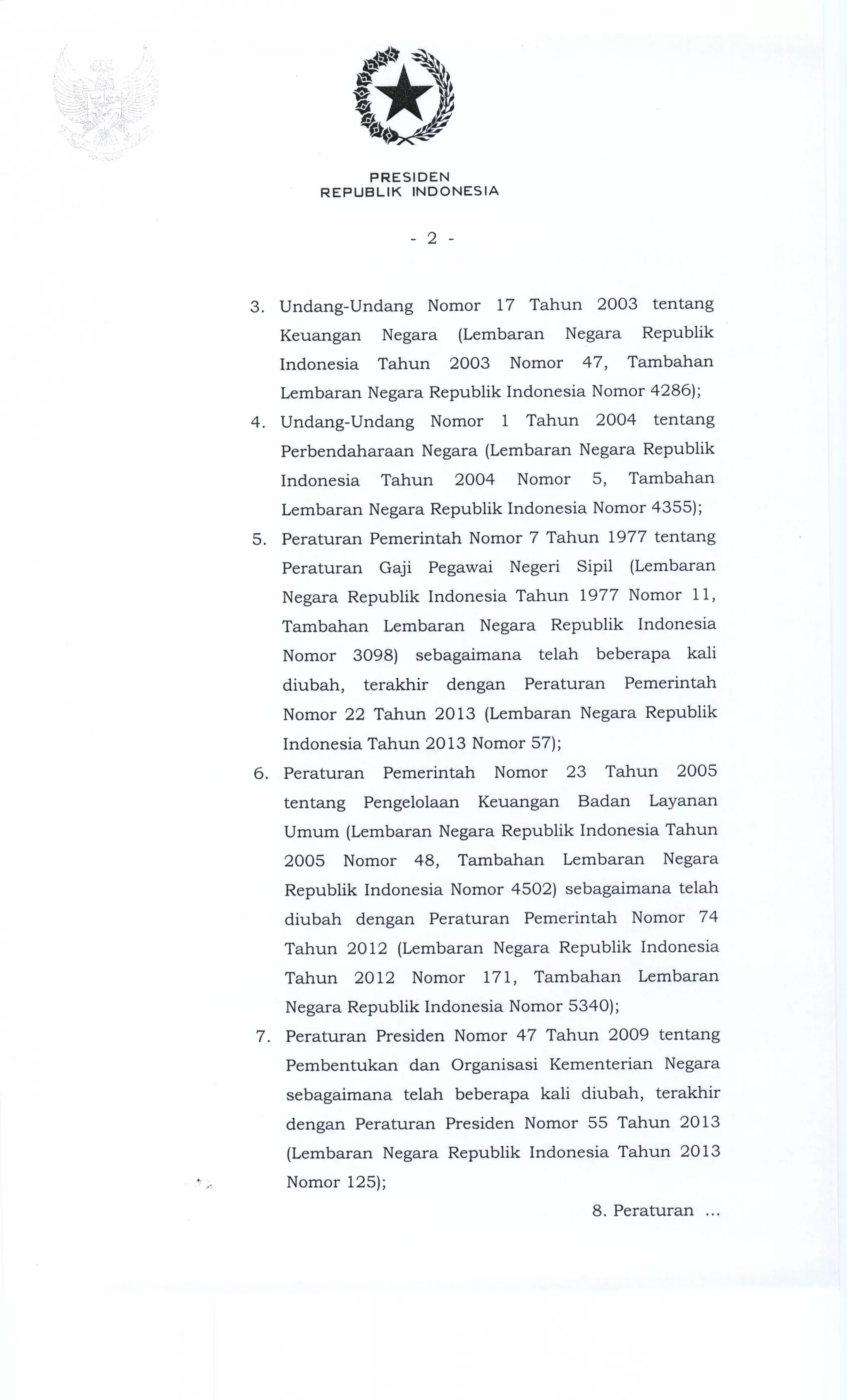 Perpres nomor 89 tahun 2013 tentang tunjangan kinerja kementerian