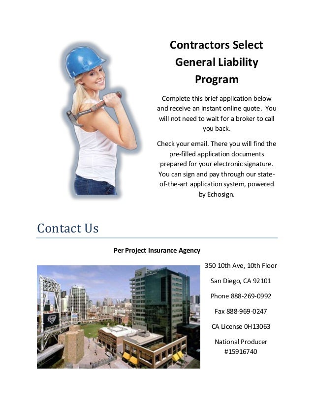 Per Project Insurance California