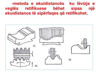 -metoda e ekuidistancës ku lëvizja e
veglës
retifikuese
bëhet
sipas
një
ekuidistance të sipërfaqes që retifikohet.

 
