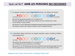 Què cal fer? AMB LES PERSONES NO DECIDIDES
Adaptat de: Roser Casals, Silvia Granollers i Guadalupe Ortega. Papsf
 