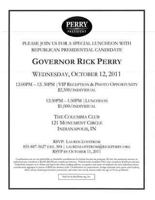 Rick Perry Indy Fundraiser