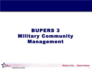 BUPERS 3 Military Community Management UPDATED June 2010 
