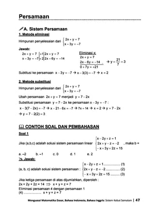 Contoh soal persamaan dan pertidaksamaan kelas 10 bab 2