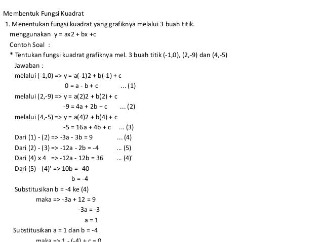 Persamaan dan fungsi kuadrat