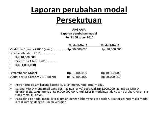 Pengertian Bentuk Laporan Perubahan Modal Akuntansi