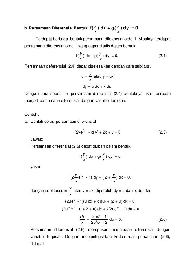 Contoh Soal Persamaan Diferensial Variabel Terpisah