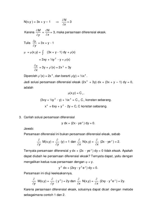 Contoh Soal Persamaan Diferensial Parsial Dan