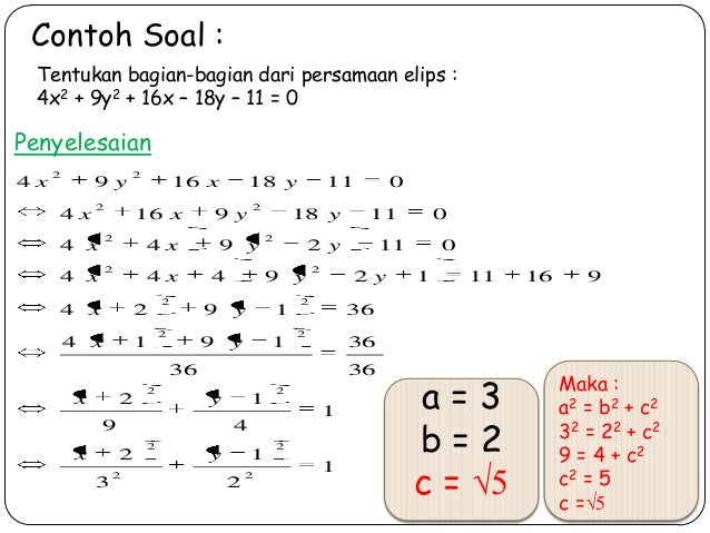 Contoh Soal Persamaan Elips