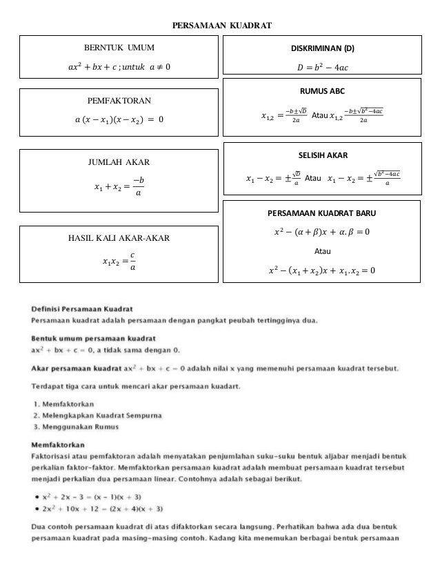 Contoh Soal Matematika Tentang Persamaan Kuadrat Kelas 9