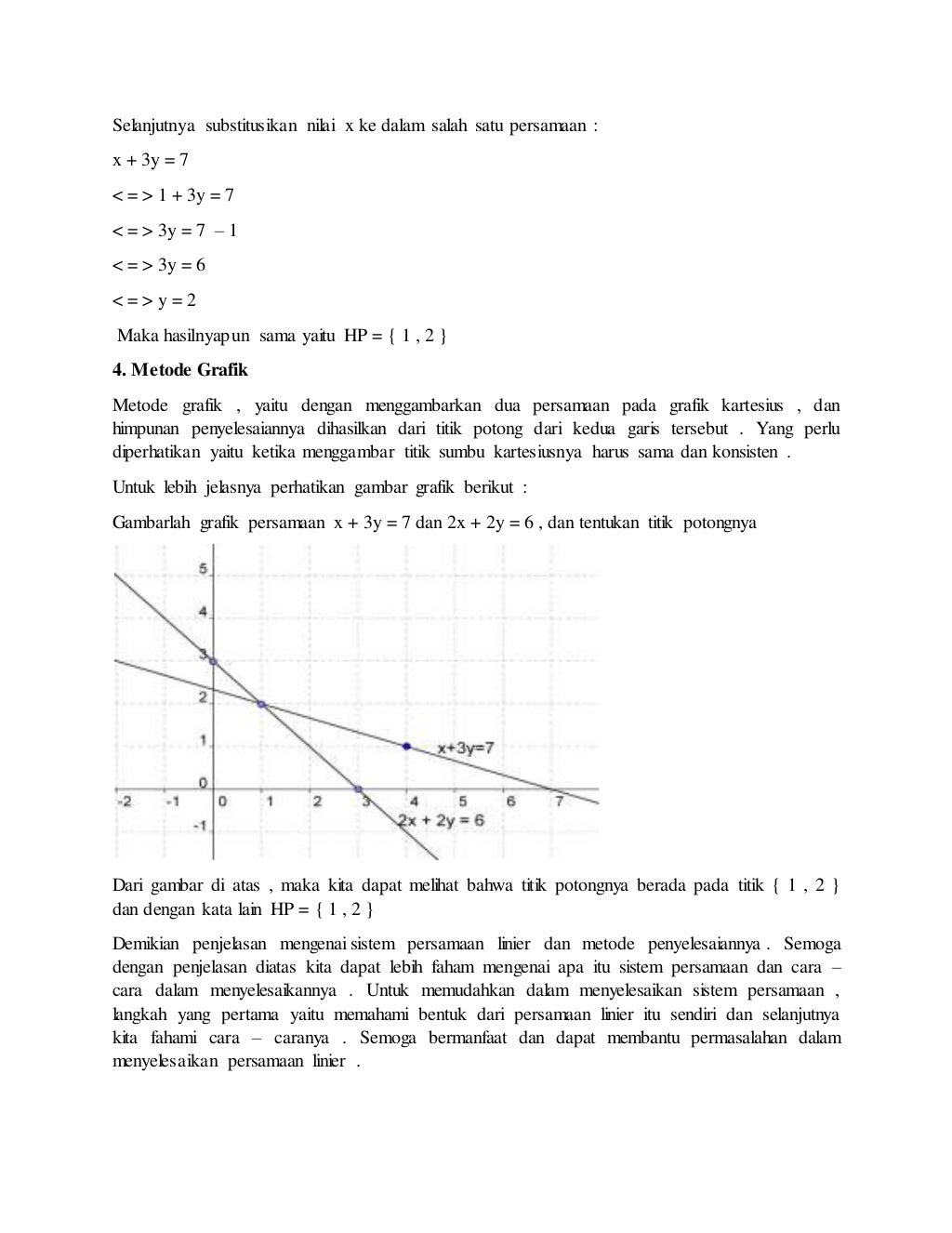 Tugas Bahan Ajar MK Matematika &quot;Persamaan dan Fungsi Linear&quot;