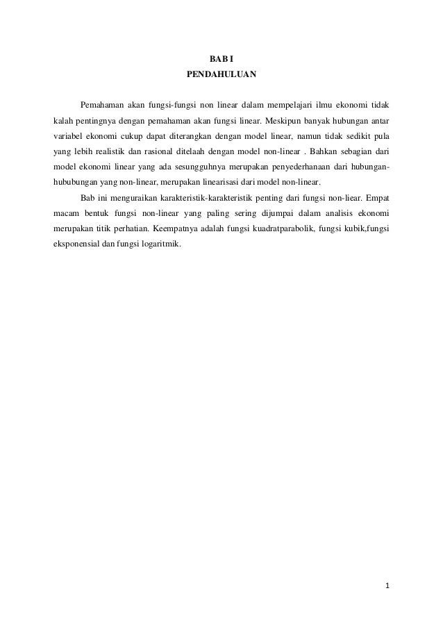 Persamaan Non Linear Dalam Ekonomi