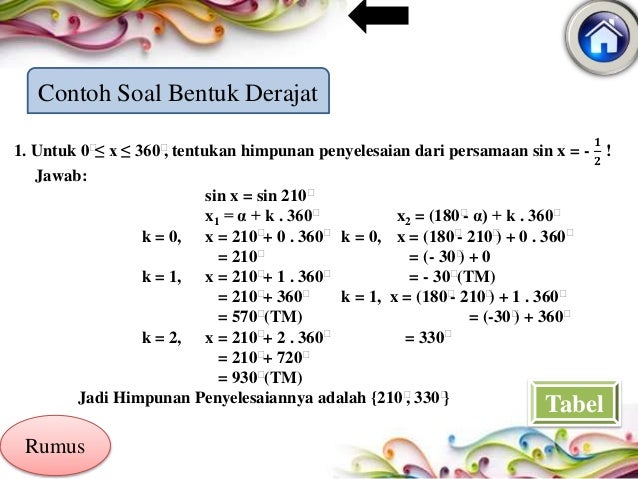 Persamaan Trigonometri Bentuk Sederhana