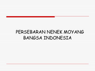 PERSEBARAN NENEK MOYANG
   BANGSA INDONESIA
 