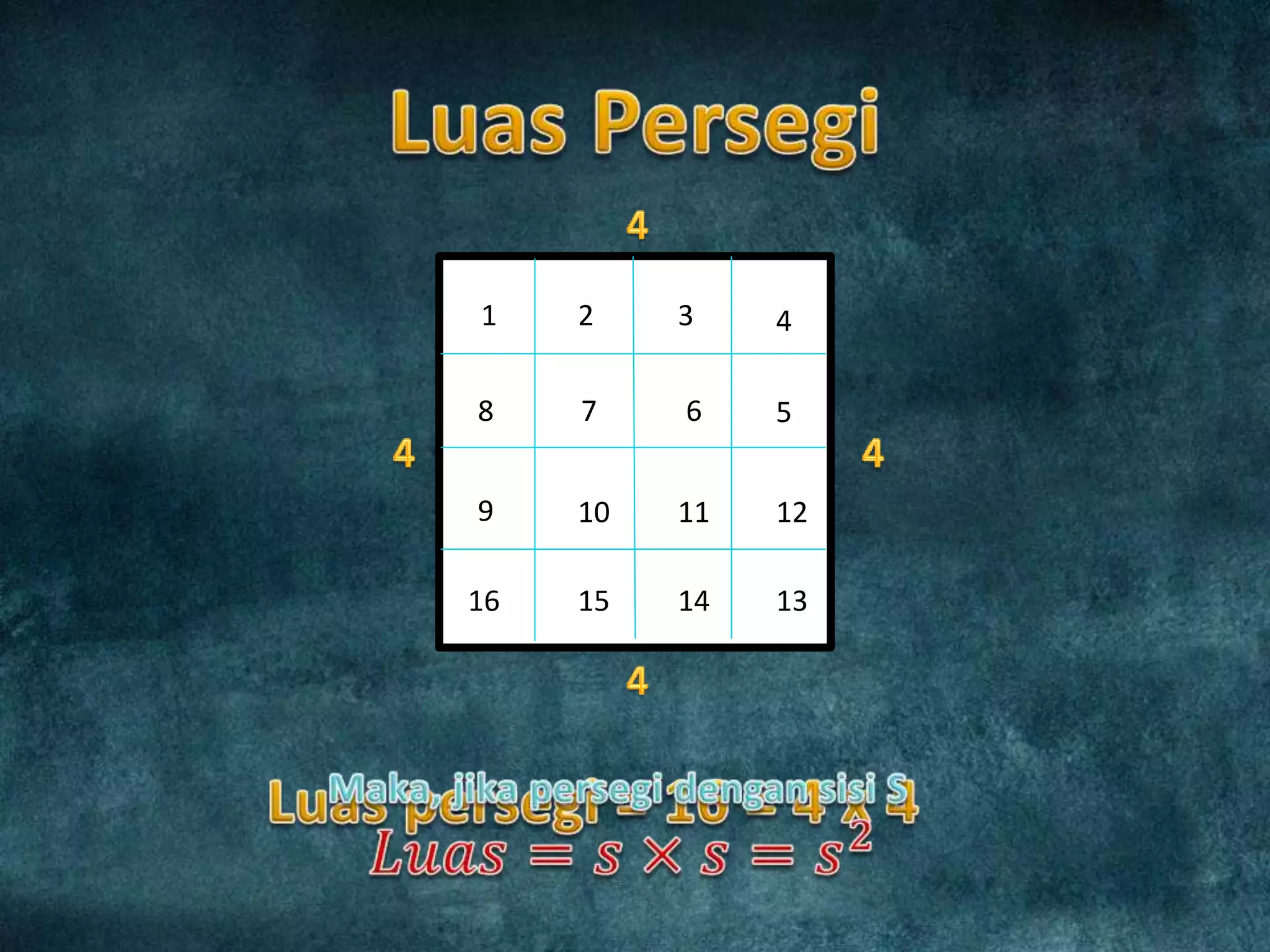 1 2 3 4
8 567
1211109
16 15 14 13
 