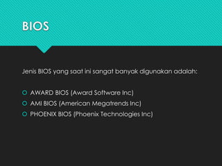 BIOS dan Instalasi OS Windows | PPTX