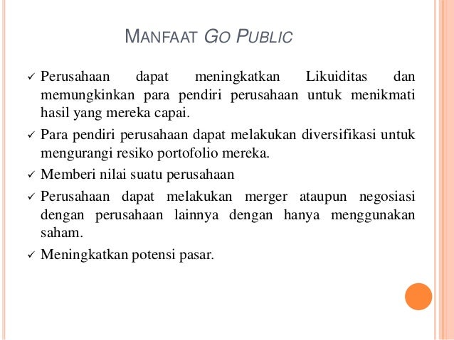 Persentation Investasi Pasar Modal Perusahaan Go Public
