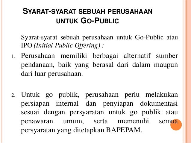 Persentation Investasi Pasar Modal Perusahaan Go Public