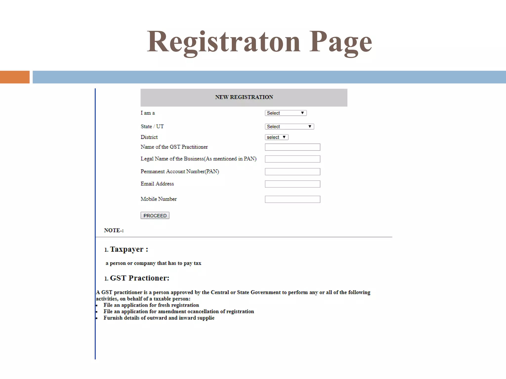 Registraton Page
 