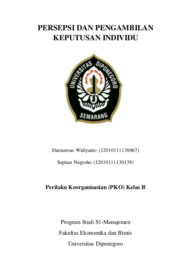 Persepsi Dan Pengambilan Keputusan Individu