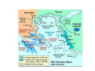 At constant war with  other city statesBattle of MarathonCause:499 B.C. Greek colonist in Asia minor which the Persian occupied rebelled against the Persian King Darius. Athens sent 20 ships to help the rebels but they were defeated 