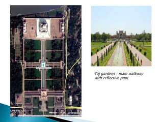 Taj gardens : main walkway
with reflective pool
 