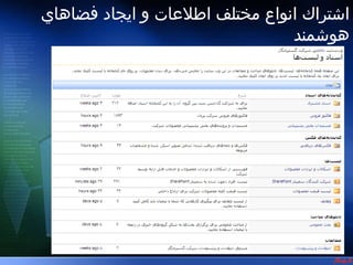 ‫اشتراك انواع مختلف اطلعات و ايجاد فضاهاي‬
                  ‫2 امك ا نا ت و ويژگي ‌ها ي ‪S‬Ĭ




                                ‫هوشمند‬
 
