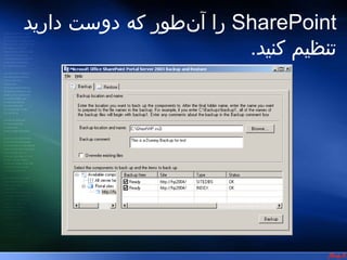 ‫8 امك ا نا ت و ويژگي ‌ها ي ‪S‬Ĭ




‫‪ SharePoint‬را آن‌طور كه دوست داريد‬
                         ‫تنظيم كنيد.‬
 