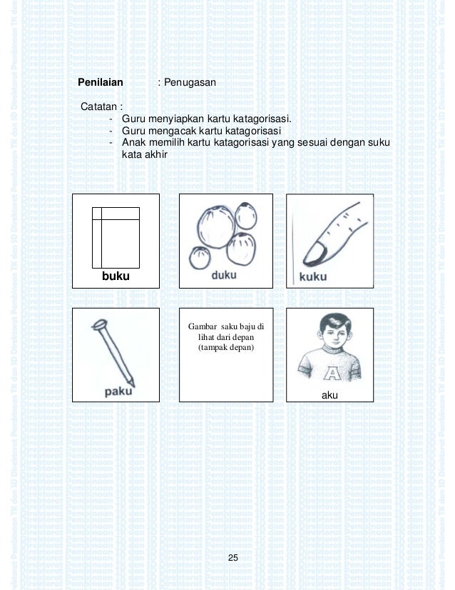 Contoh suku kata awal yang sama untuk anak tk