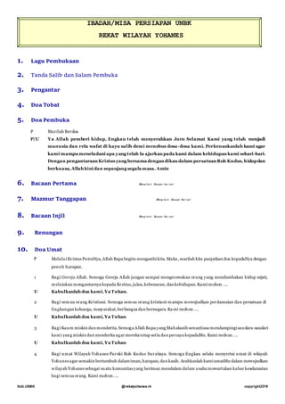 Contoh Teks Ibadat/Misa Perutusan Ujian Nasional (Katolik)