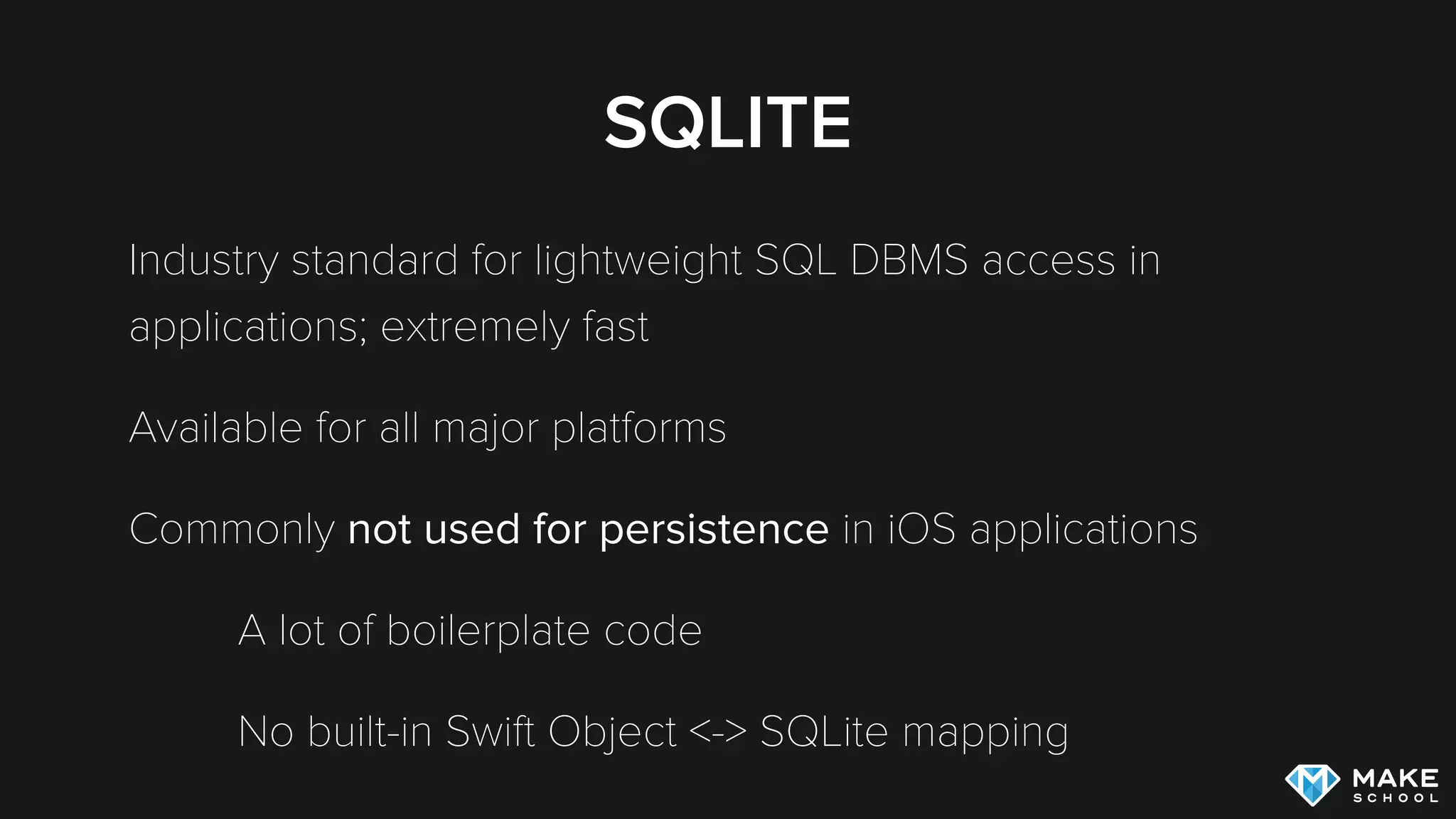 WHAT’S MISSING?
Querying / selecting a subset of object graph
Saving individual objects independent of entire graph
Simple versioning of data model
 