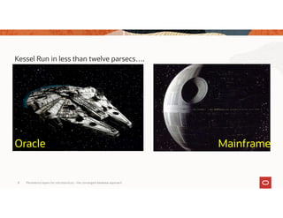 Persistence layers for microservices – the converged database approach8
MainframeOracle
Kessel Run in less than twelve parsecs….
 