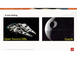 Persistence layers for microservices – the converged database approach16
A new feeling
Open Source DBs Oracle
 