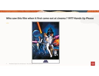 Persistence layers for microservices – the converged database approach7
Who saw this film when it first came out at cinema ? 1977 Hands Up Please
 