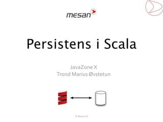 Persistens i Scala
         JavaZone X
    Trond Marius Øvstetun




           © Mesan AS
 