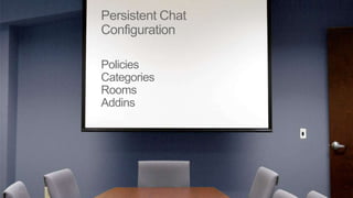 Persistent Chat
Configuration

Policies
Categories
Rooms
Addins
 